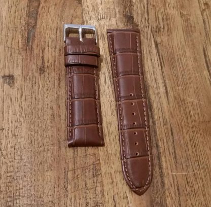 Horlogeband leather Croco chestnut-0