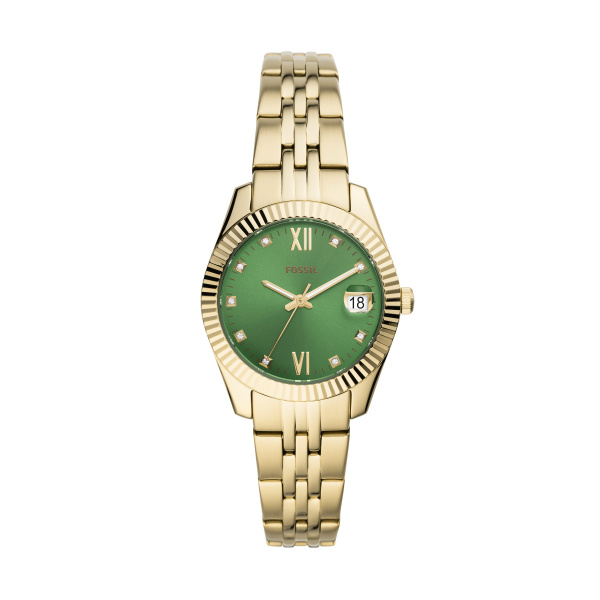 Fossil horloge goud-groen –